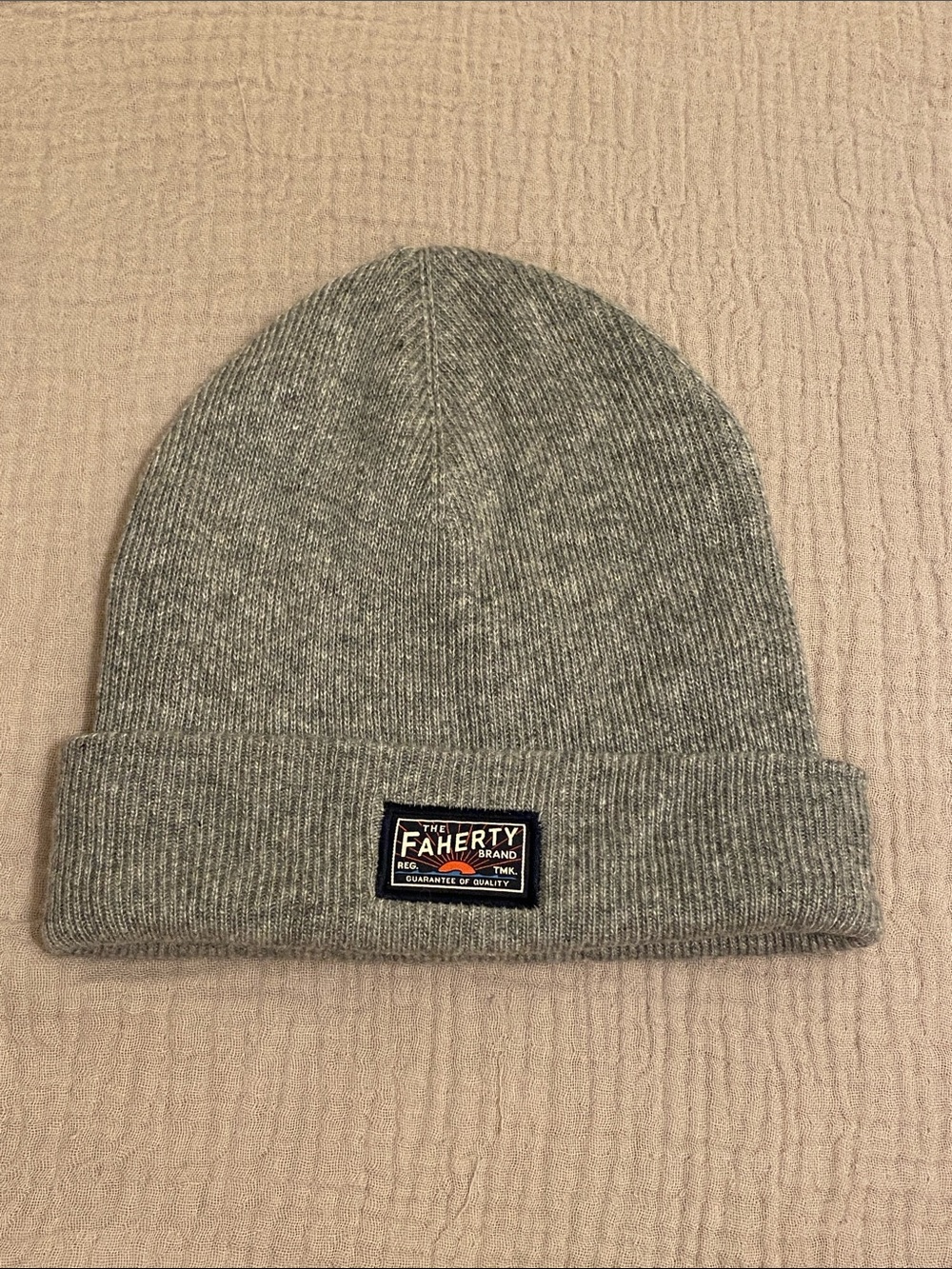 Faherty Heather Gray Knit Cuffed Beanie